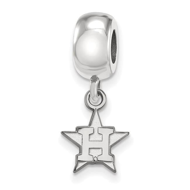 Sterling Silver Rhodium Plated Major League Baseball LogoArt Houston Astros Dangle Bead