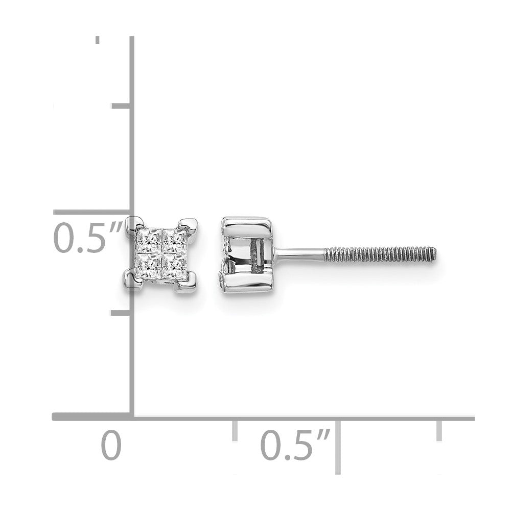 14k Yellow Gold Princess Diamond Screwback Earrings