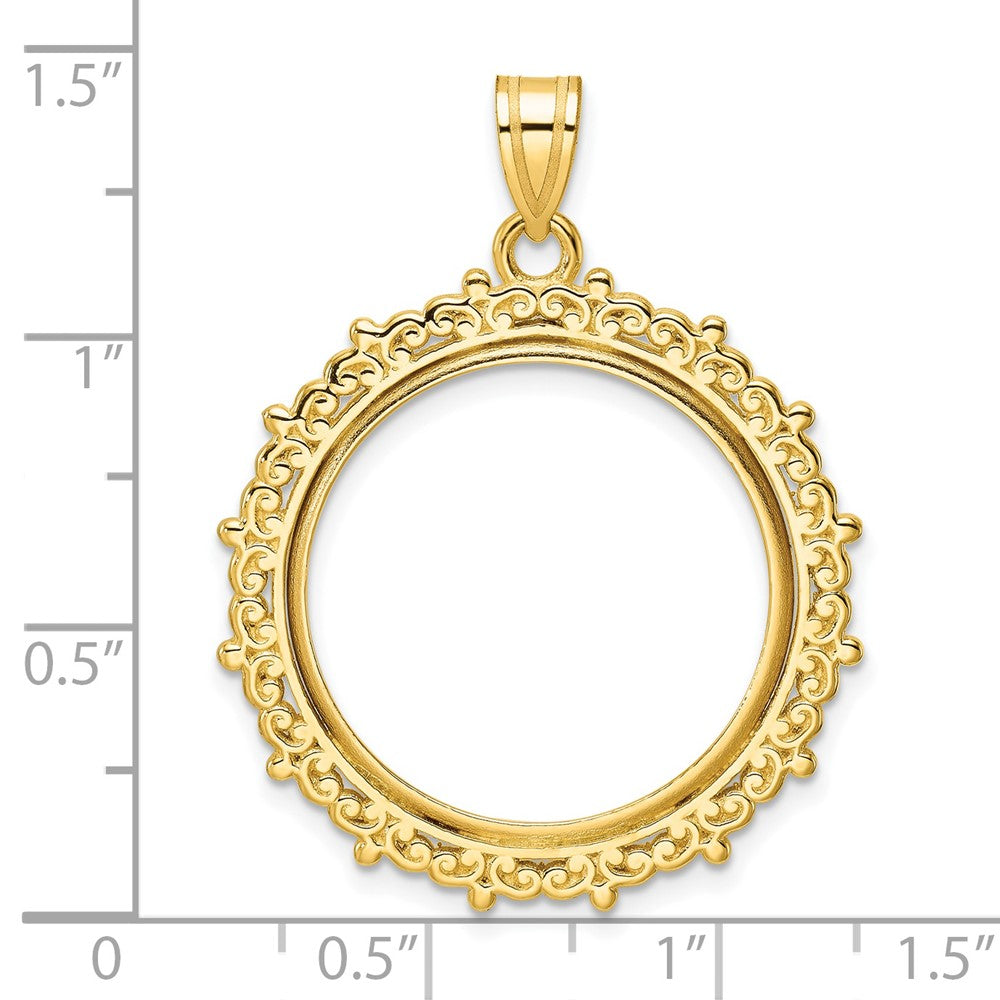 Wideband Distinguished Coin Jewelry 14k Polished Fancy 22.0mm Prong Coin Bezel Pendant