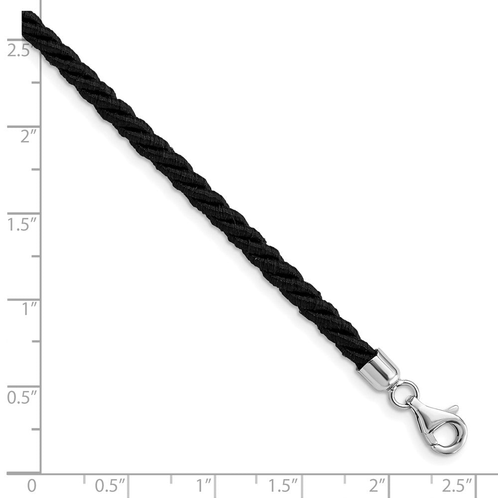 Sterling Silver Rhodium-plated 16inch Black Satin Cord Necklace 16 Inches