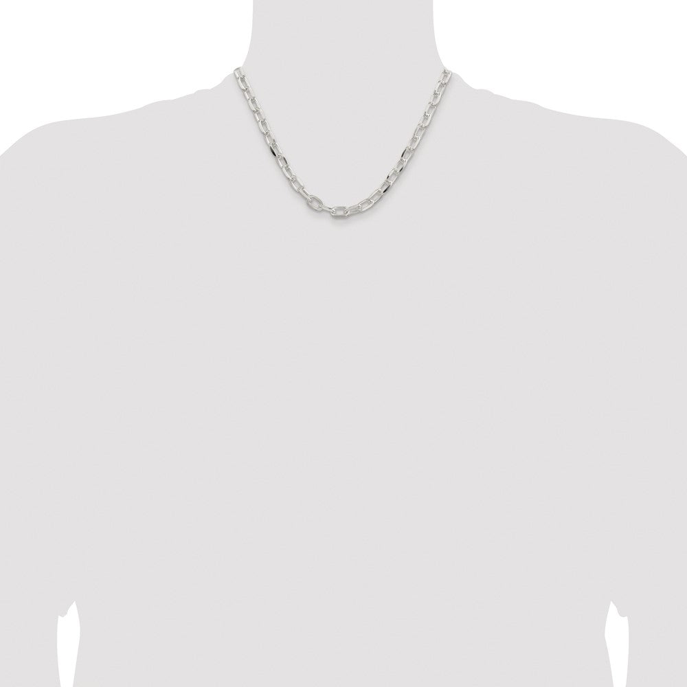 Sterling Silver Rhodium-plated 7.5mm Diamond-cut Long Link Cable Chain