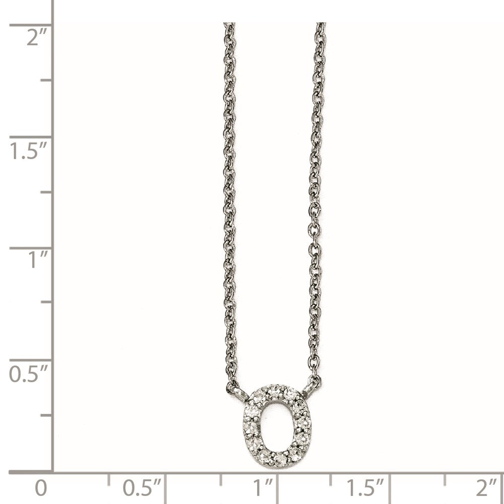 Cheryl M Sterling Silver CZ Letter O 18in. Necklace