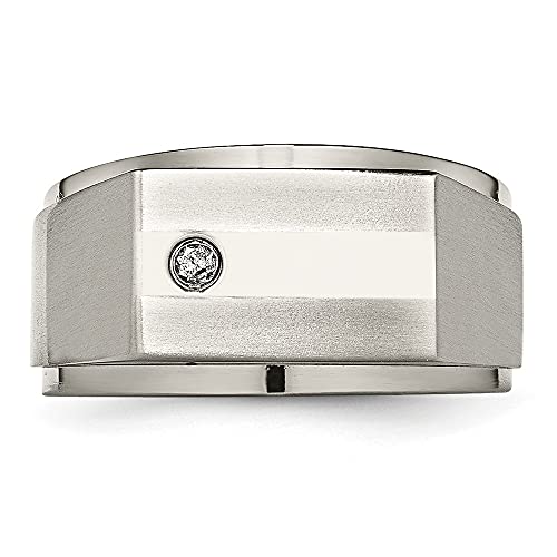 Titanium Satin and Polished 1/20ct Diamond Signet Band Size - 13