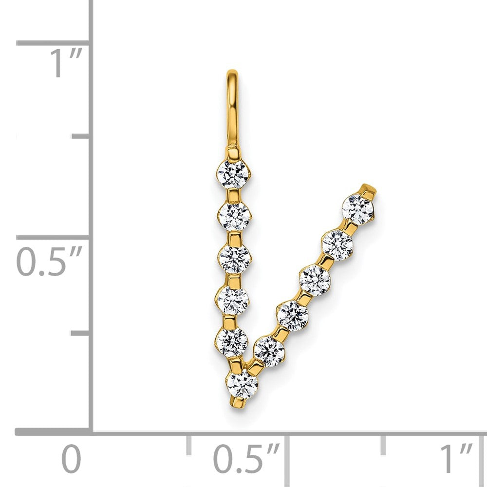 True Origin 14k 3/8 carat Lab Grown Diamond VS DEF Alphabet V Pendant