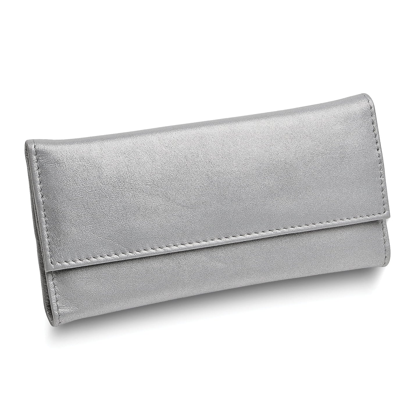 Silver Leather Magnetic Closure Slim Jewelry Wallet GM17713