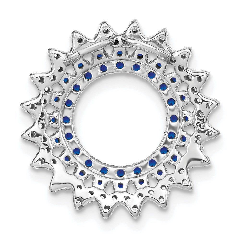 14k White Gold Sapphire and Diamond Sunburst Chain Slide