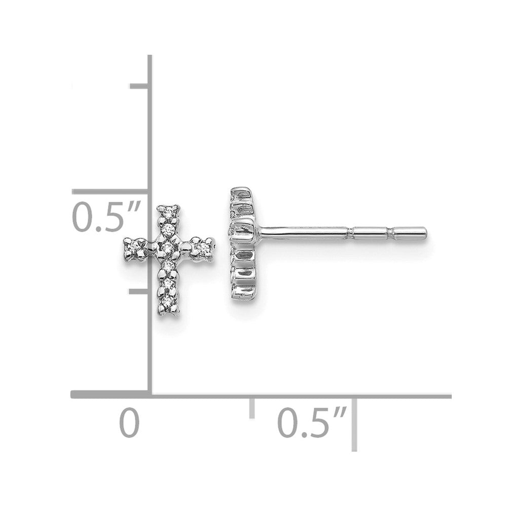 10k White Gold Polished Diamond Cross Post Earrings