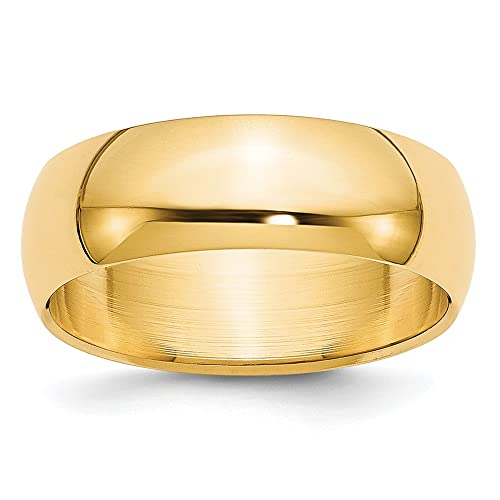 10k Yellow Gold 7mm Half Round Wedding Band Size 11