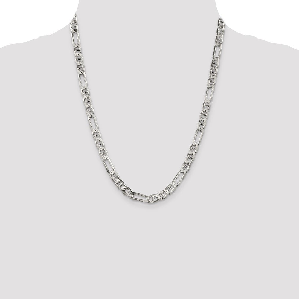 Sterling Silver 6.5mm Figaro Anchor Chain 22 Inches