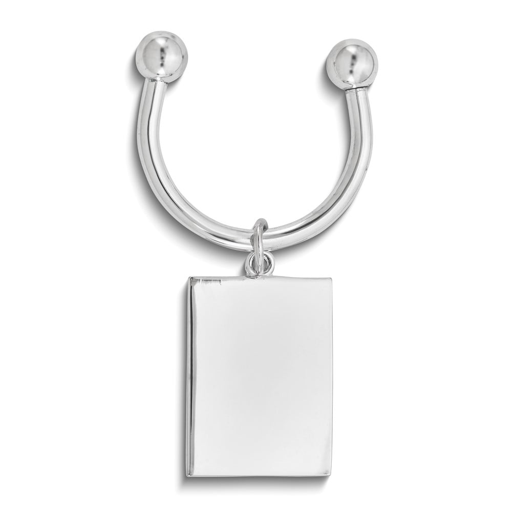 Rectangle Silver-tone Key Ring - Engravable Personalized Gift Item