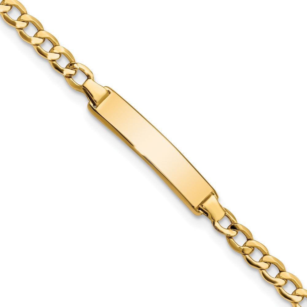 14k Semi-solid Cuban Link ID Bracelet 6 inches