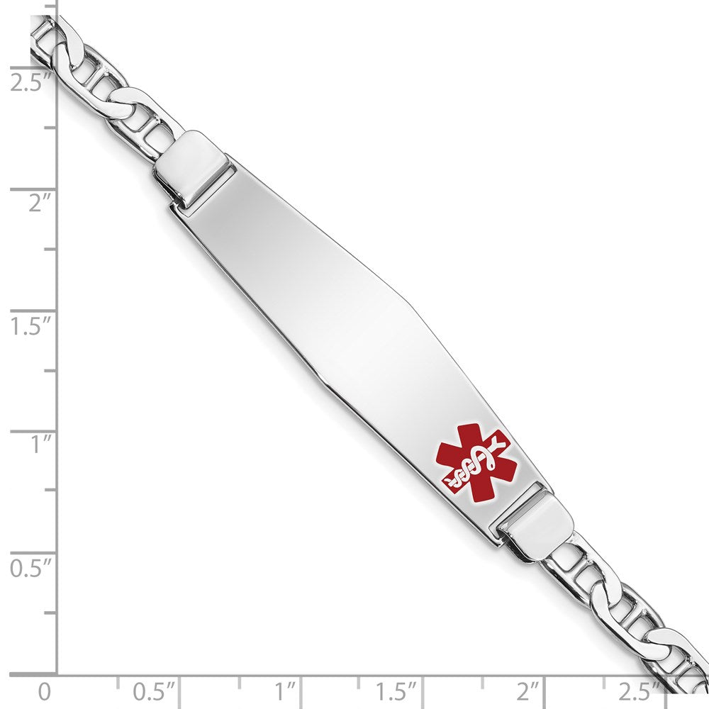 Sterling Silver Rhodium-plated Medical ID Anchor Link Bracelet 8 inches