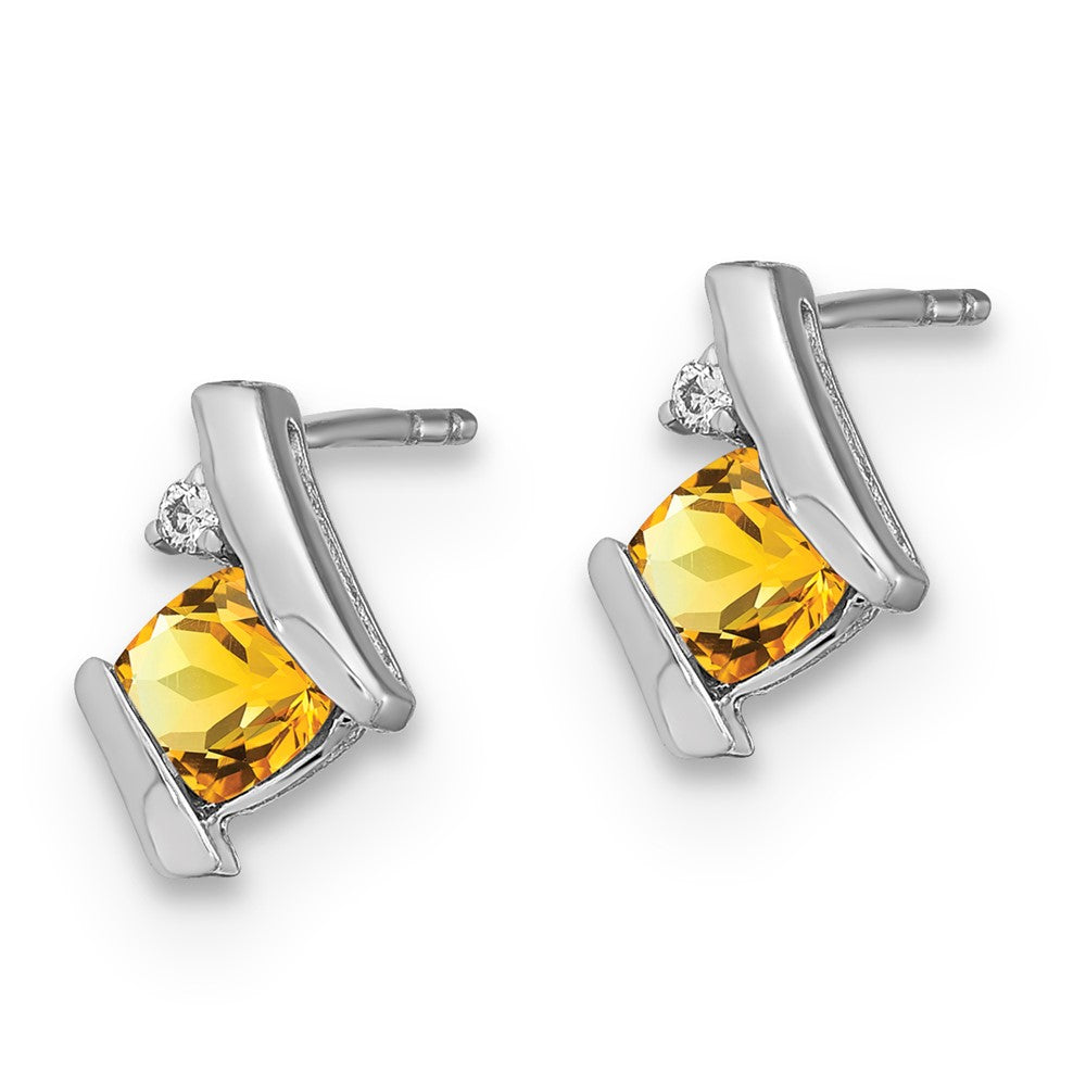SS Citrine & Diamond Earrings