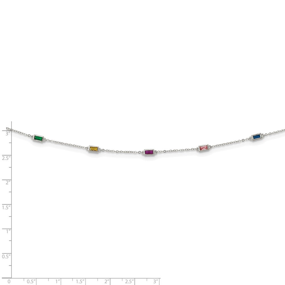 Sterling Silver Rhodium-plated Polished Multicolor CZ Necklace 18 Inches