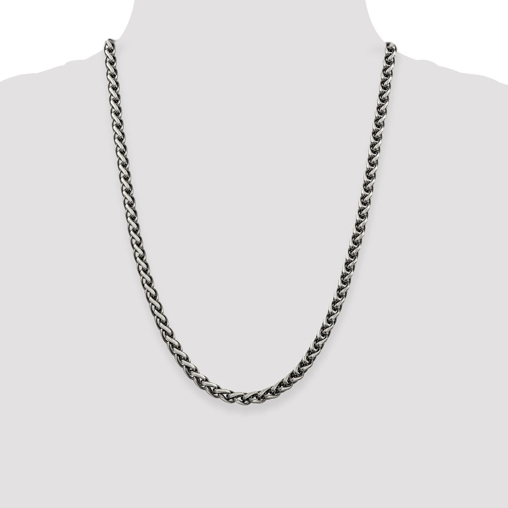 Sterling Silver Antiqued 6mm Round Spiga Chain 24 Inches