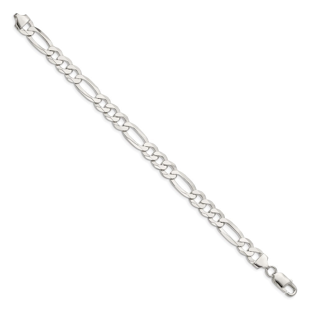 Sterling Silver 8.5mm Lightweight Flat Figaro Chain 8 inches