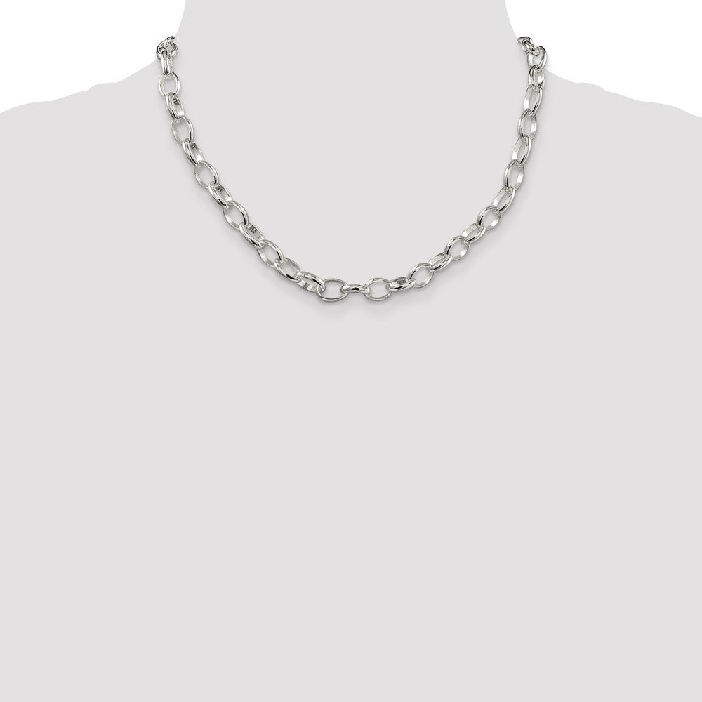 Sterling Silver 8mm Fancy Rolo Chain 18 Inches