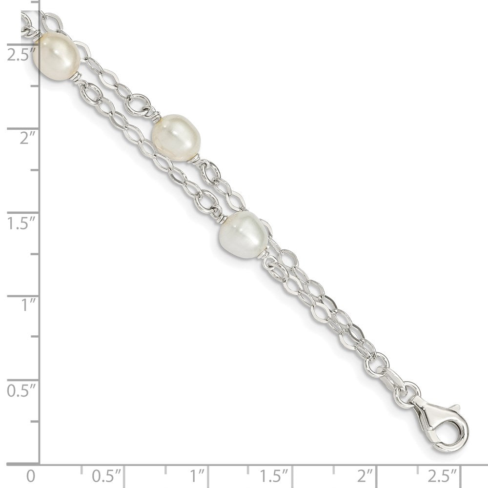 Sterling Silver White FW Cultured Pearl 7.5 inch Bracelet 7.5 inches