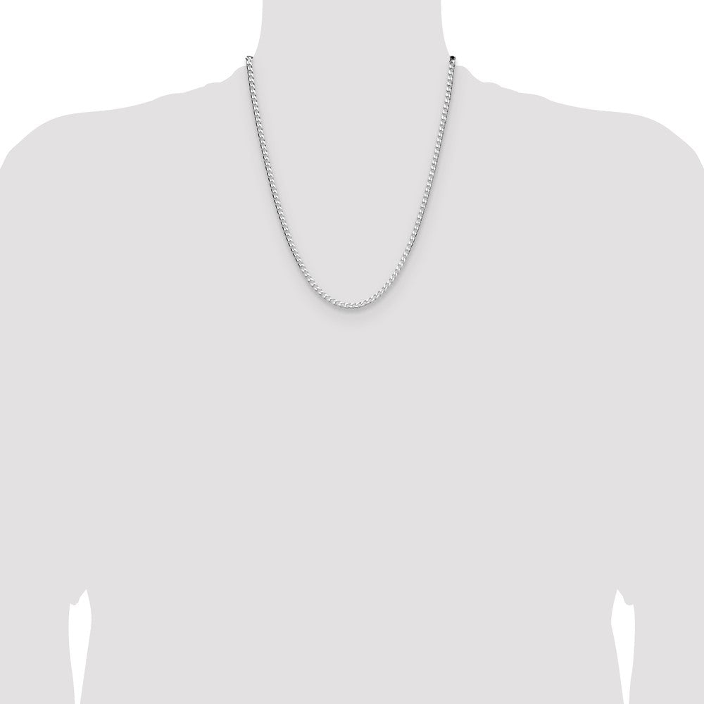 Sterling Silver Rhodium-plated 3.25mm D/C Square Curb Chain