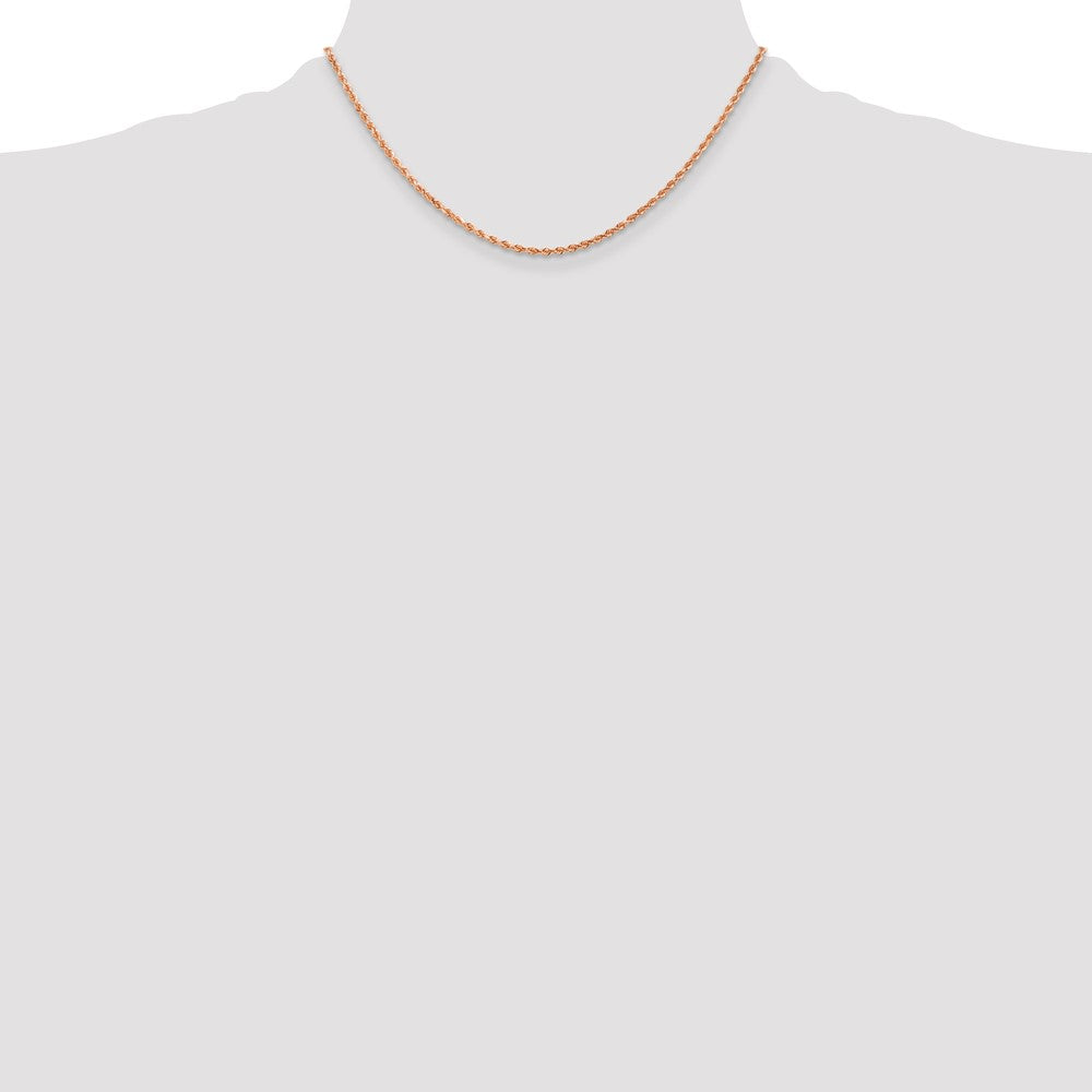 14K Rose Gold 16 inch 2mm Diamond-cut Rope with Lobster Clasp Chain