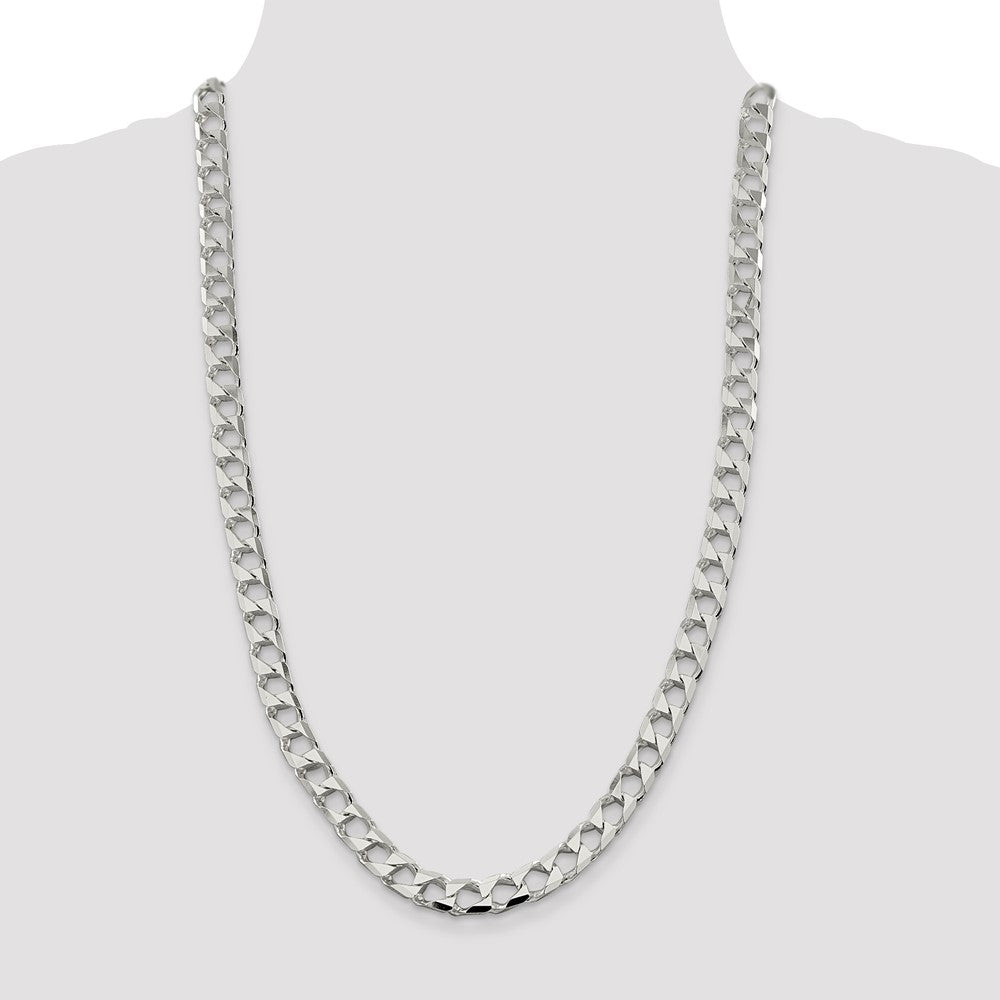 Sterling Silver 8.6mm D/C Square Curb Chain 26 Inches