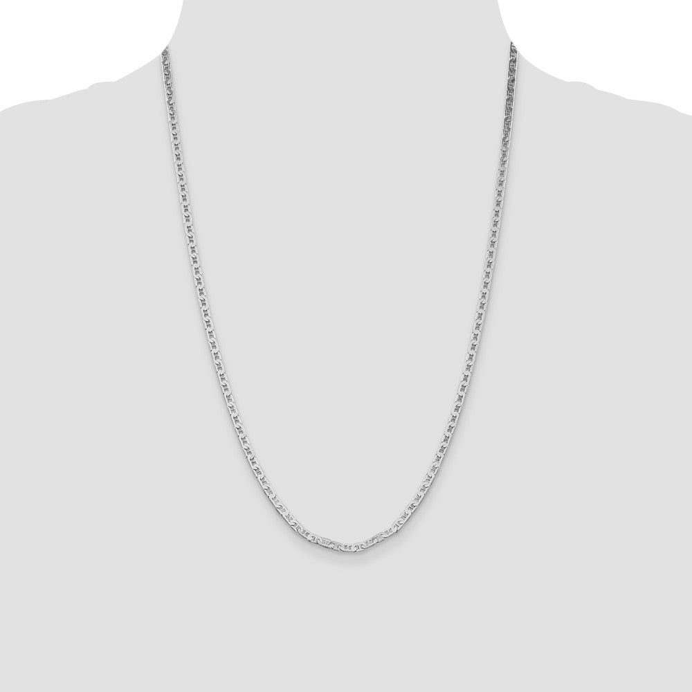 Sterling Silver Rhodium-plated 3mm Flat Anchor Chain 24 Inches