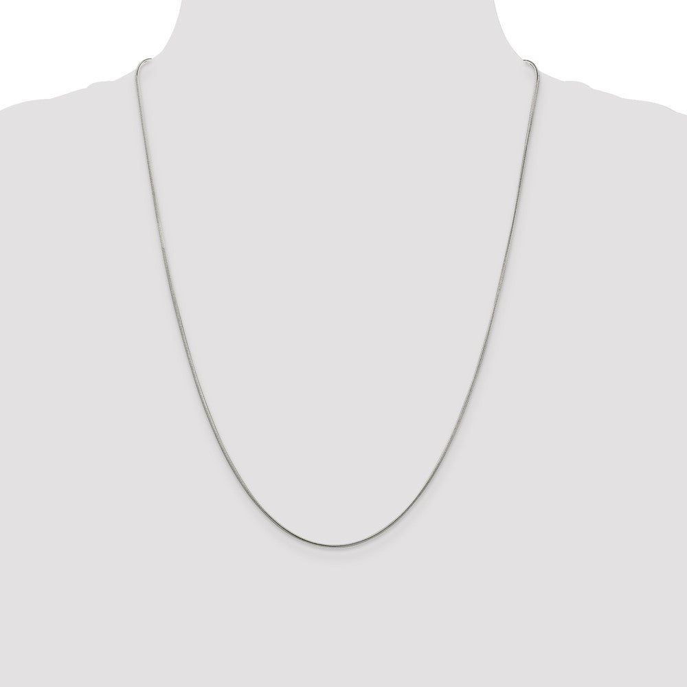 Sterling Silver Rhodium-plated 1mm Round Snake Chain 24 Inches