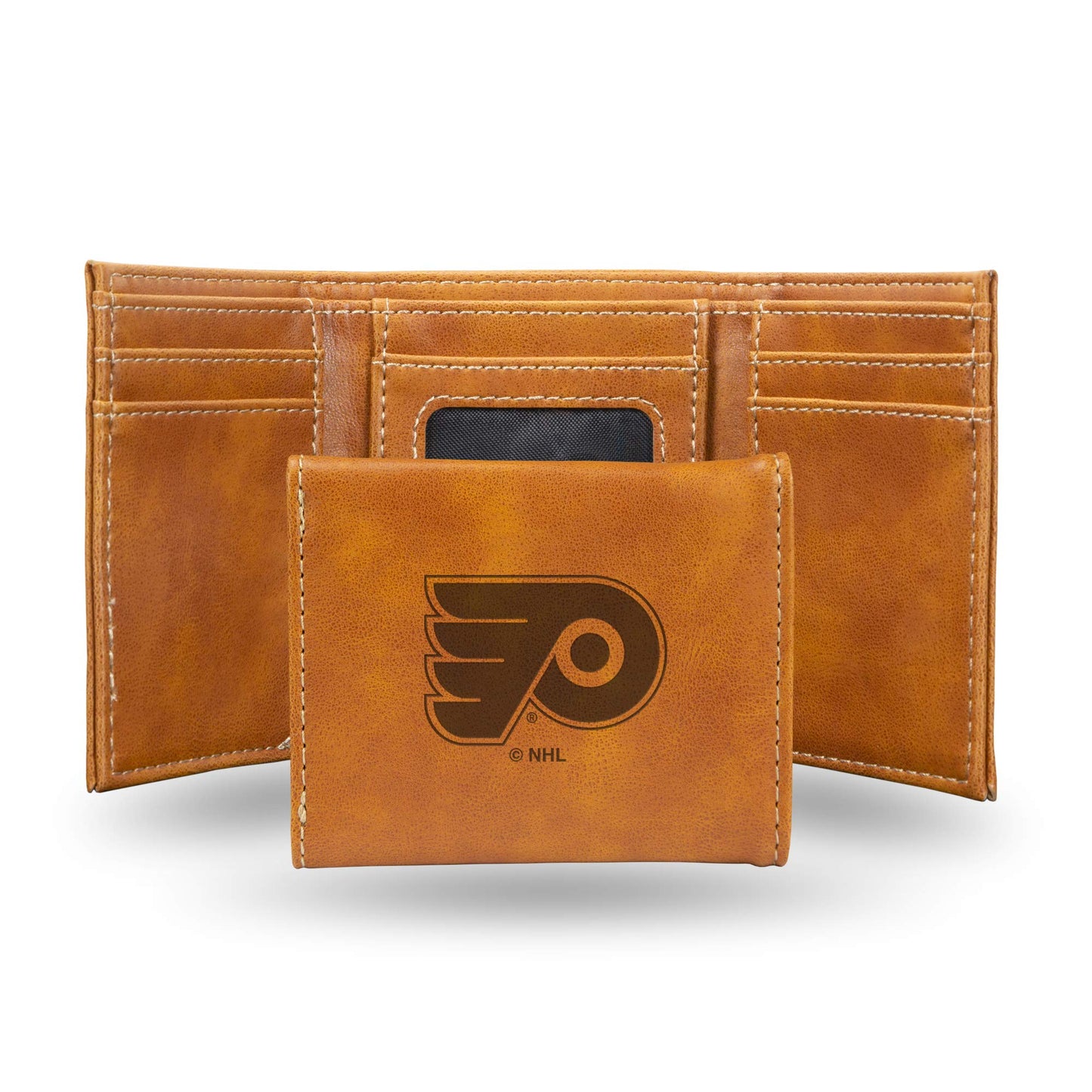Hockey Rico Industries Philadelphia Brown Laser Engraved Trifold Laser Engraved Tri-Fold Wallet - Men's Accessory