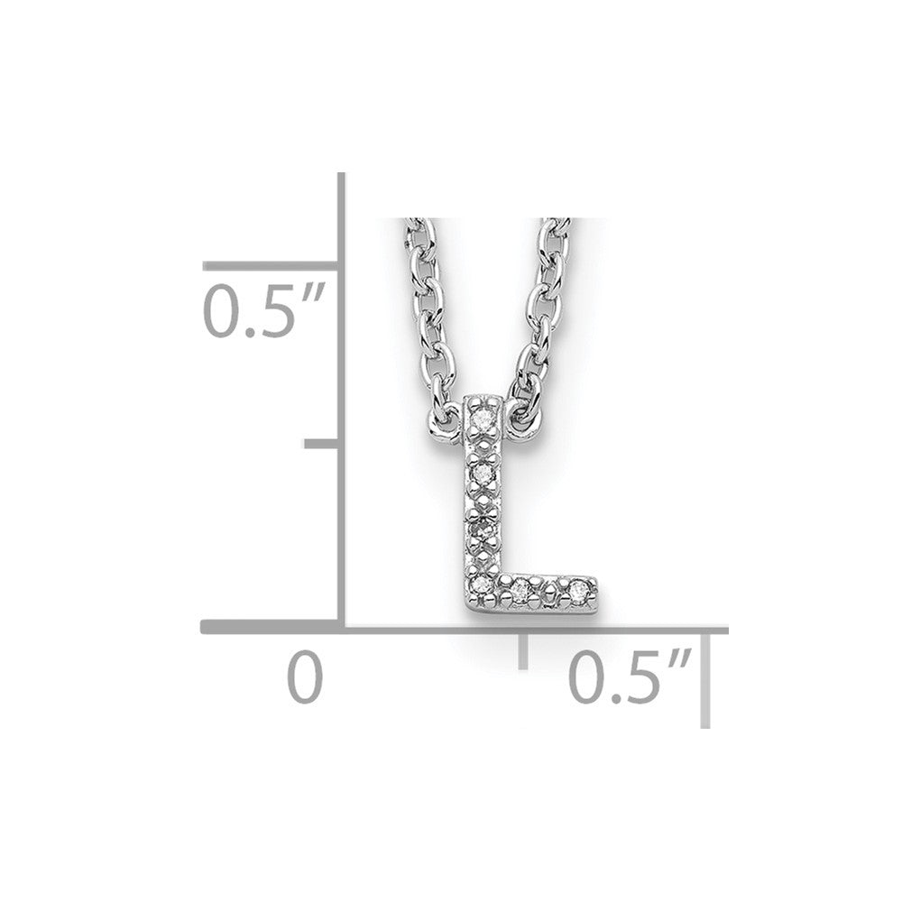 Sterling Silver Polished Diamond Initial L with 16 + 2 in ext Necklace