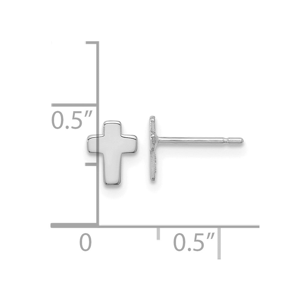10k White Gold Polished Cross Post Earrings