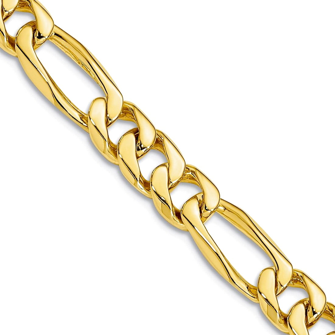 10k 7mm Hand-Polished Figaro Link Bracelet