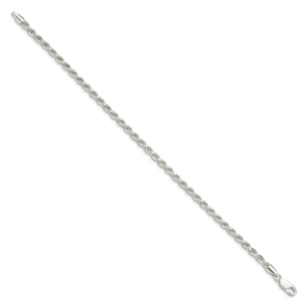 Sterling Silver 3.2mm Diamond-cut Rope Chain 9 inches