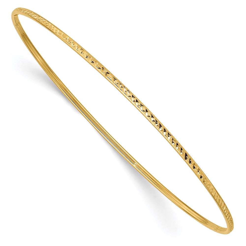 14k 1.5mm Diamond-Cut Slip-on Bangle Bracelet 8 inches