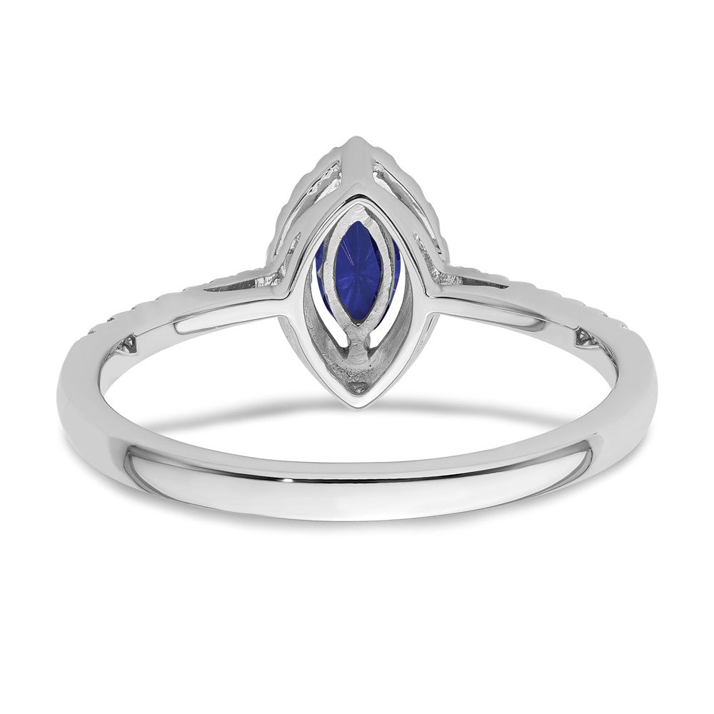 10kw Created Blue Sapphire & Diamond Birthstone Ring