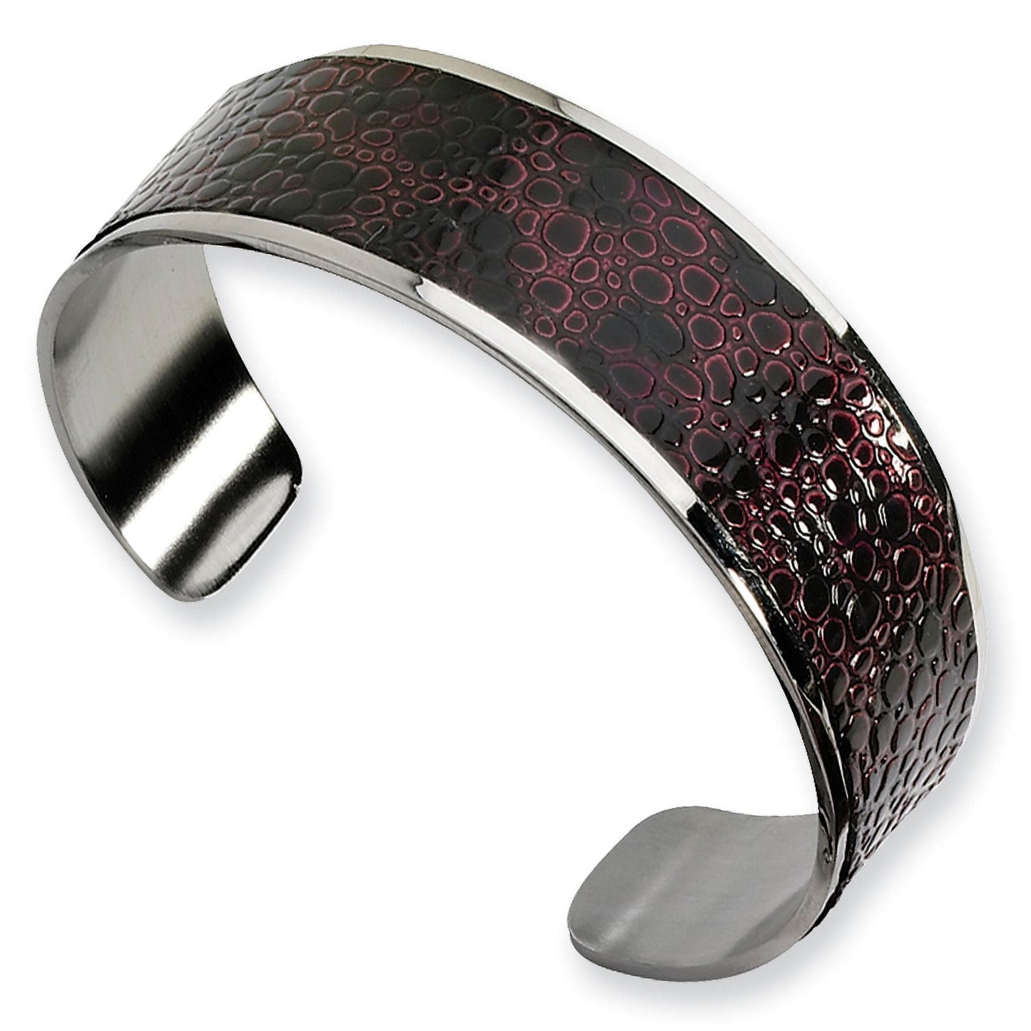 Stainless Steel and Stingray Patterned Bangle