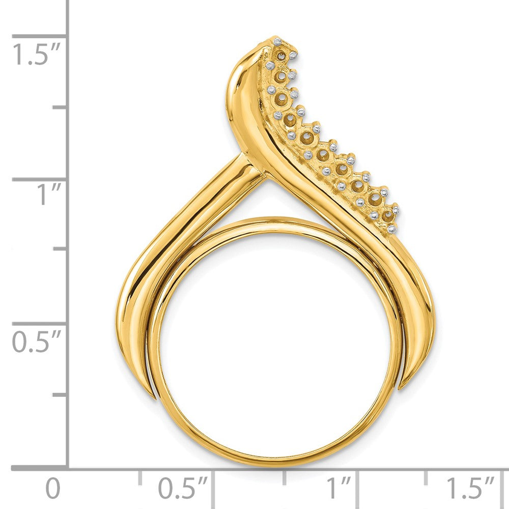 Wideband Distinguished Coin Jewelry 14k Polished Diamond Teardrop 21.6mm Prong Coin Bezel Chain Slide Pendant Mounting