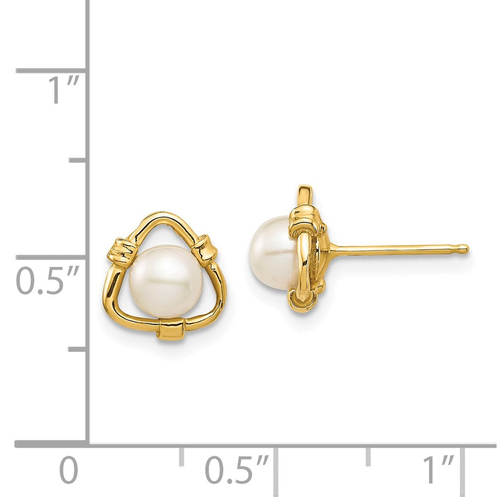 14k Madi K 4-5mm White Button Freshwater Cultured Pearl Stud Earrings