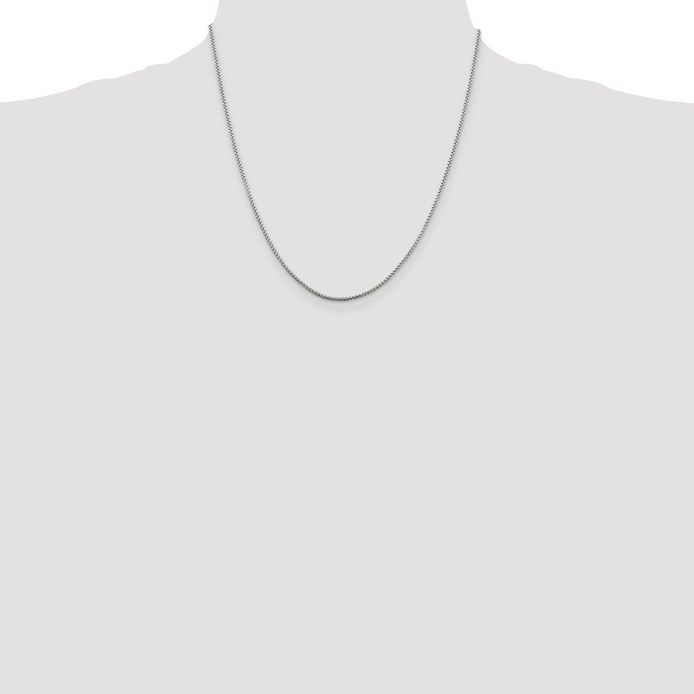 Sterling Silver Rhodium-plated 1.5mm Round Box Chain 20 Inches