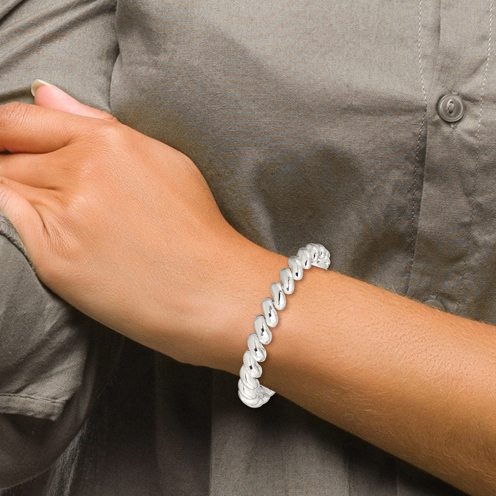 Sterling Silver Fancy Diamond-cut San Marco Bracelet 7.5 inches