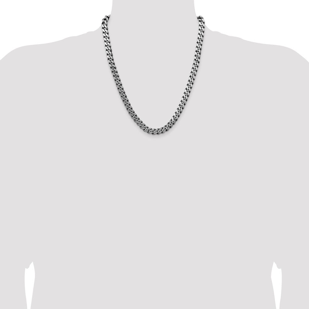 Sterling Silver Antiqued 8.3mm Curb Chain 22 Inches