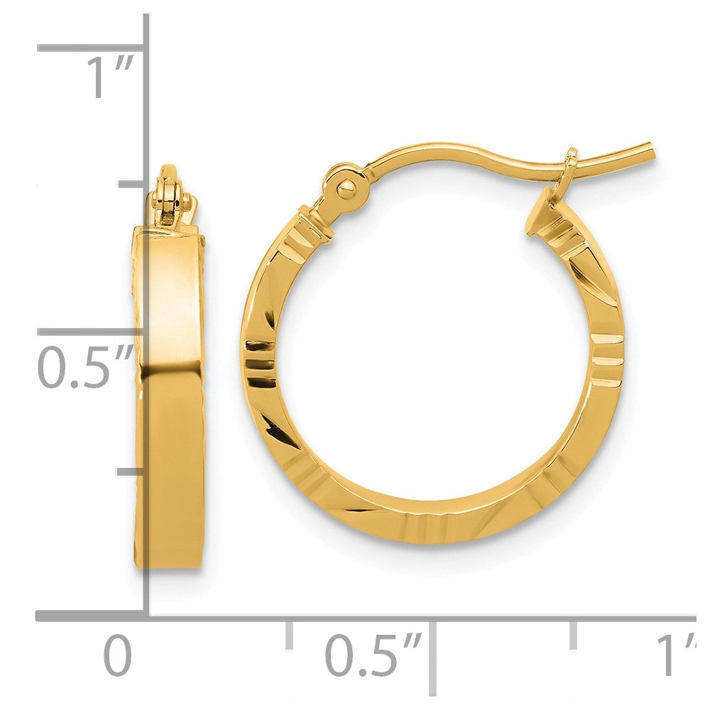 14k Small 3mm D/C Edge Polished Hoop Earrings