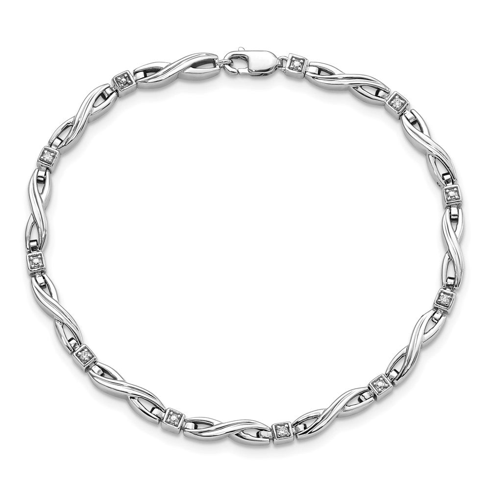 Sterling Silver Rhodium-plated Diam. Bracelet 7 inches