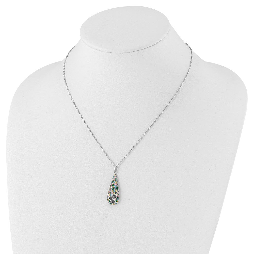 Sentimental Expressions Sterling Silver Polished Multicolor CZ Cheerdrops Necklace