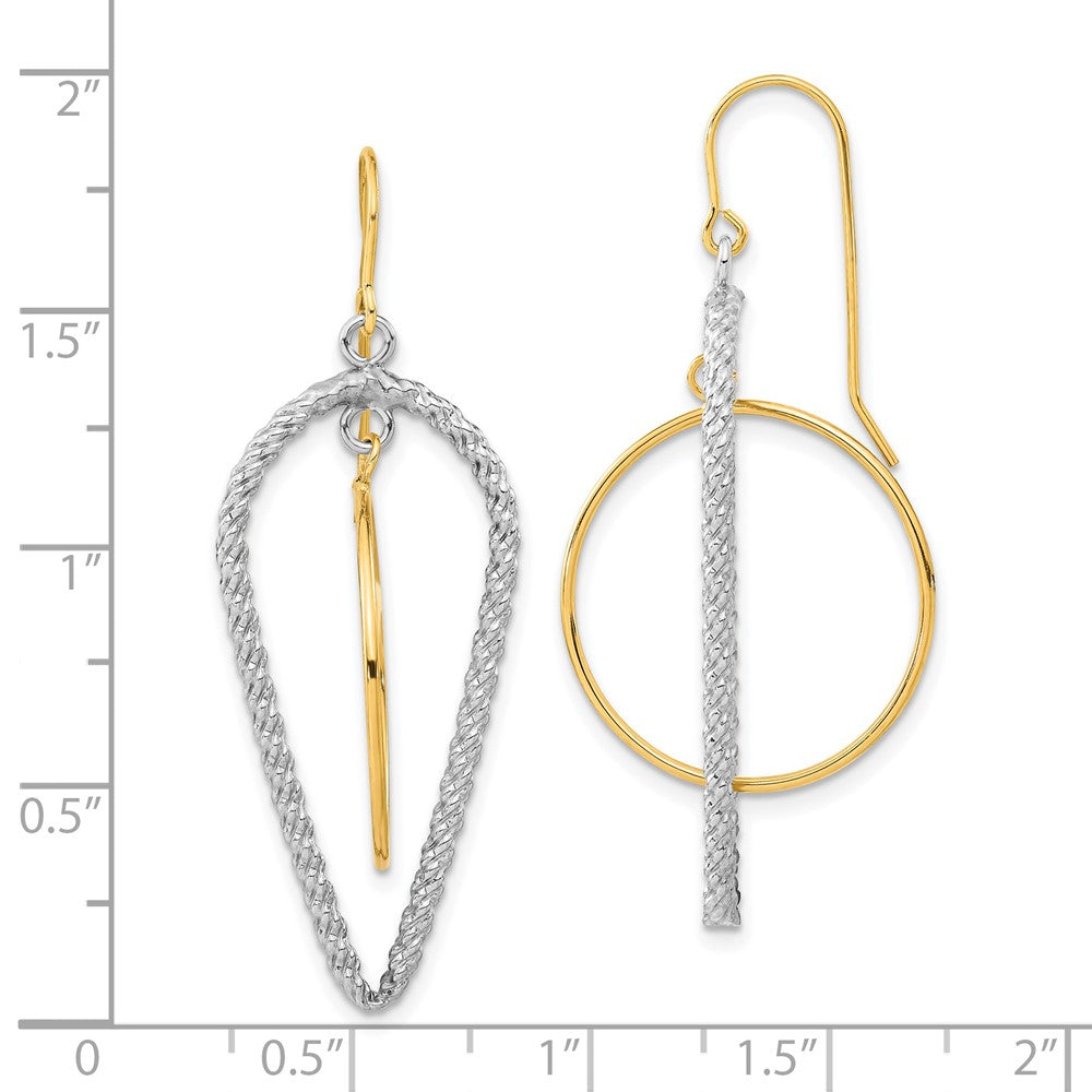 Sterling Silver w/14k Gold-plated Polished & Textured Fancy Dangle Earrings