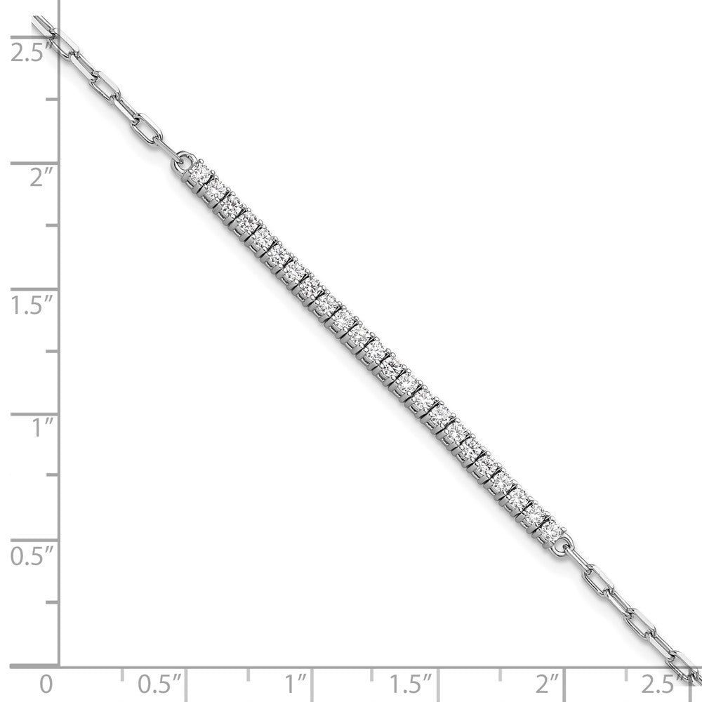 Sterling Shimmer Sterling Silver Rhodium-plated CZ 23 Stone 7 inch Paperclip Link Bracelet 7 inches