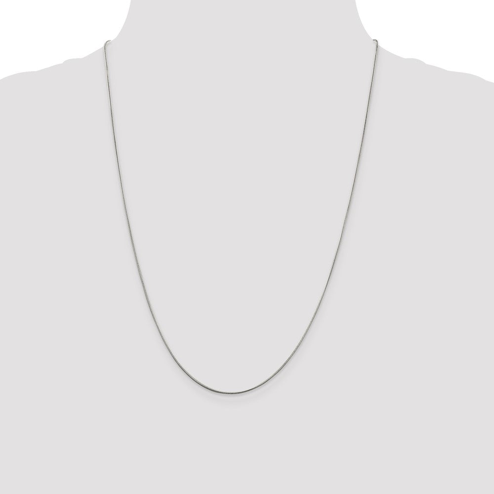 Sterling Silver Rhodium-plated .8mm Round Snake Chain 24 Inches