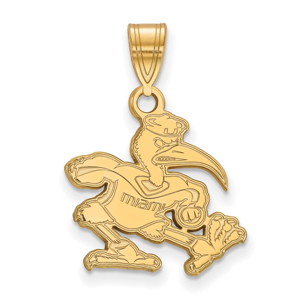 10k Gold LogoArt University of Miami Florida Sebastian Medium Pendant #Q-1Y045UMF