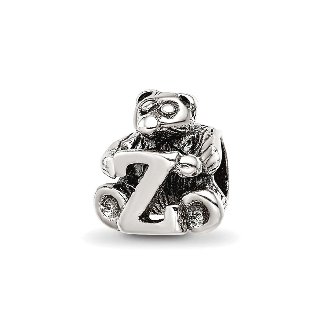 925 Sterling Silver Artisan Oxidized Reflections Letter Name Personalized Monogram Initial Z Bead Charm 7.27x7.27mm Wide