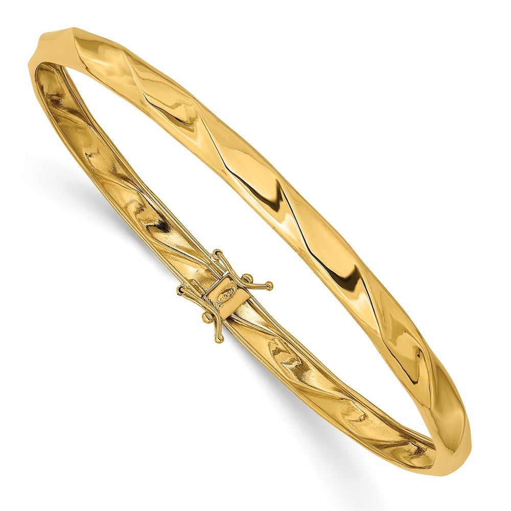 14k Yellow Gold Polished Twisted Flexible Bangle 8 inches