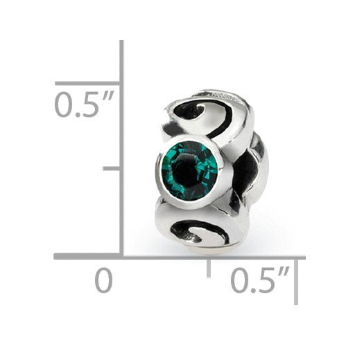 Sterling Silver Reflections May Green Preciosa Crystal Birthstone Bead